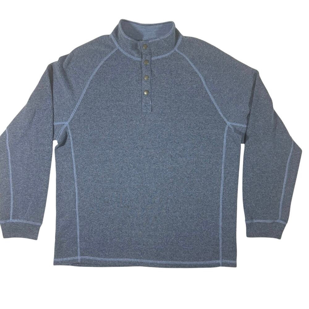 Tommy Bahama Men's XL Sweater Pullover Mock Neck Palm Canyon Reversible Blue